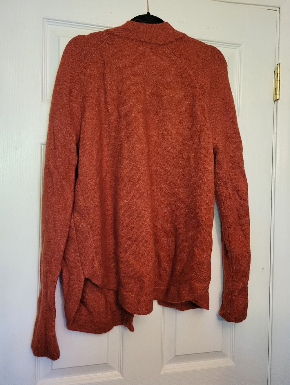 LOFT L wool Blend Open-Front Cardigan Sweater - Rust Orange - Picture 3 of 5